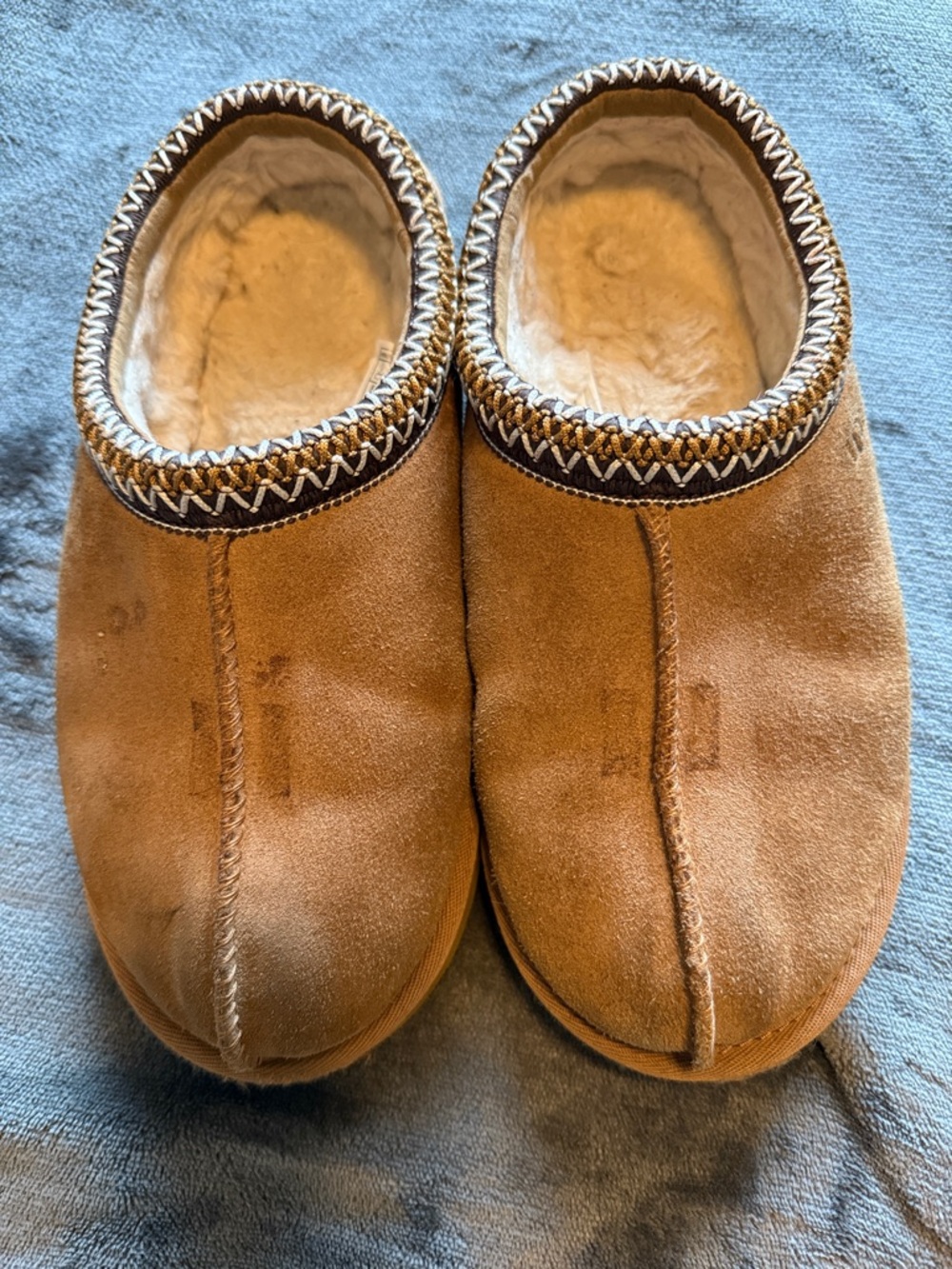 UGG Chestnut Brown Suede Shearling-Lined Mules